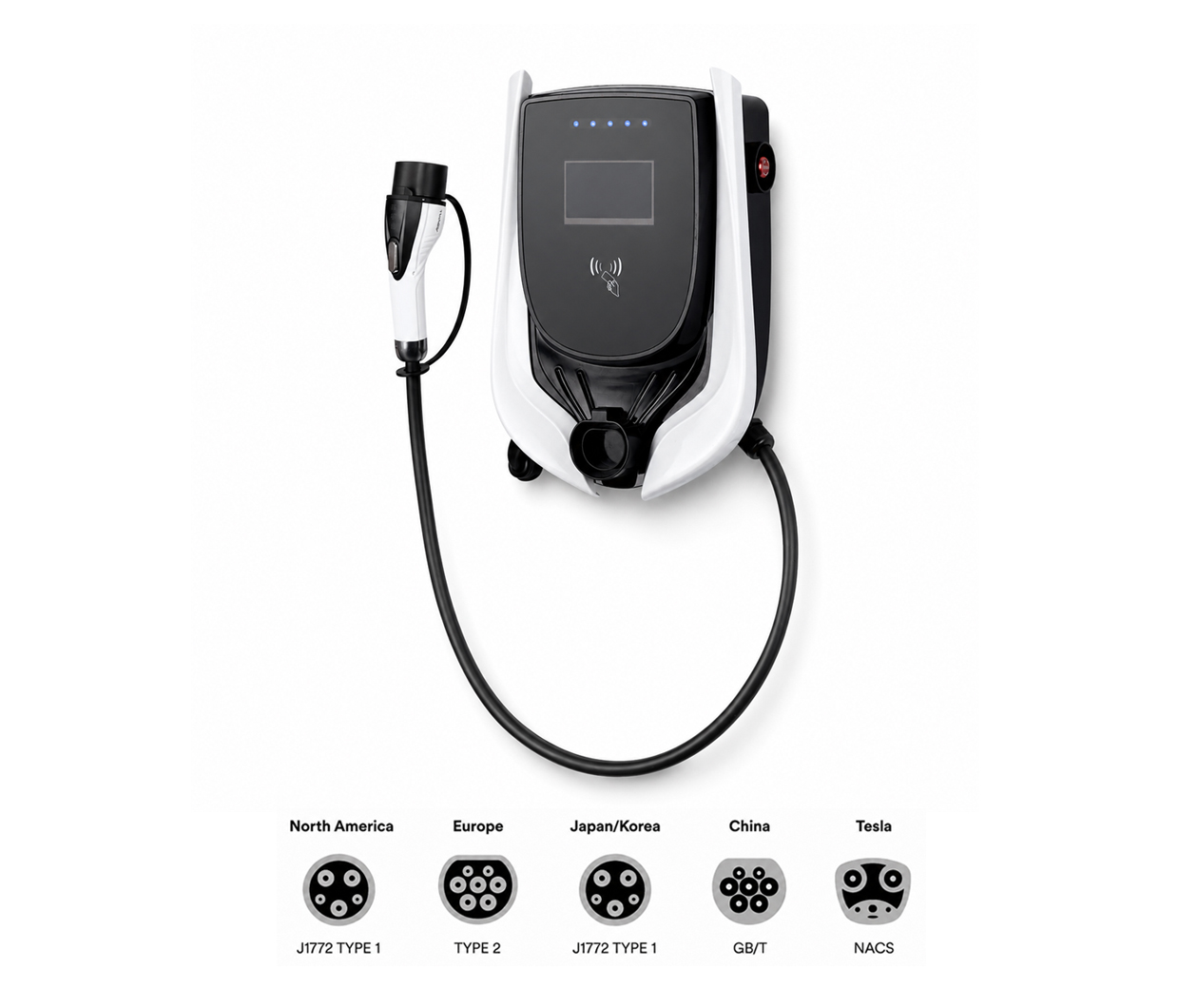 7kW commercial EV charging station with Type 2 cable