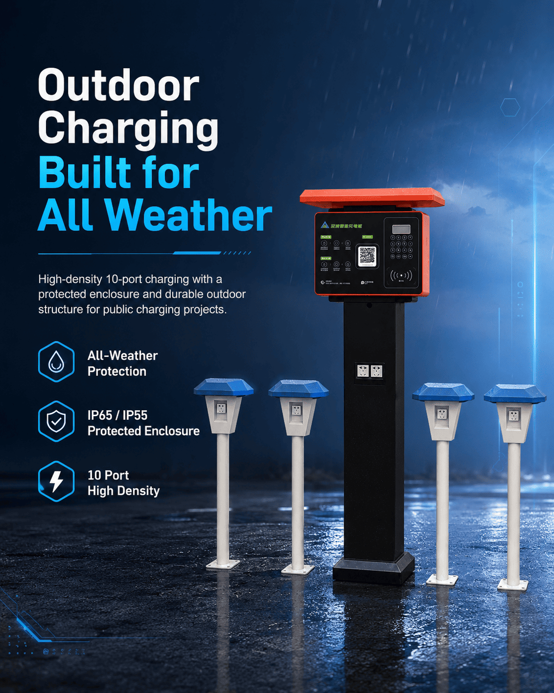 IP65 Waterproof 10-Port Electric Bike Charger Station for Outdoors 1 10 port e bike outdoor charging