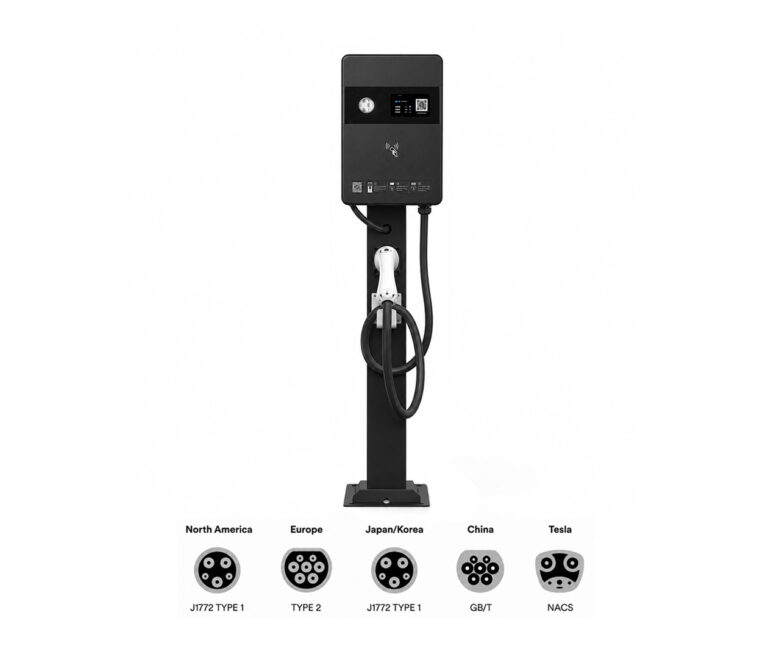 7kW EV charger wall mount and pedestal 2 in 1