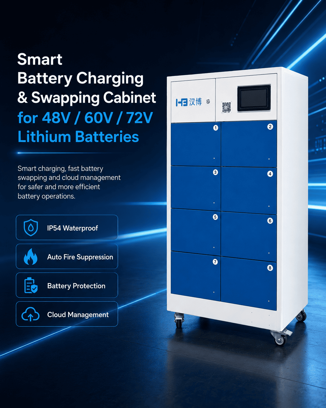 Smart Temperature-Controlled 8-Slot Battery Swapping Station 1 8 Slot Battery Swapping Station