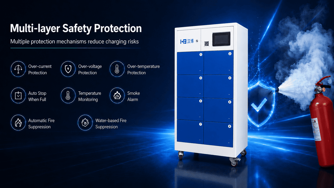 Smart Temperature-Controlled 8-Slot Battery Swapping Station 14 8 bay battery swap multi layer safety protection