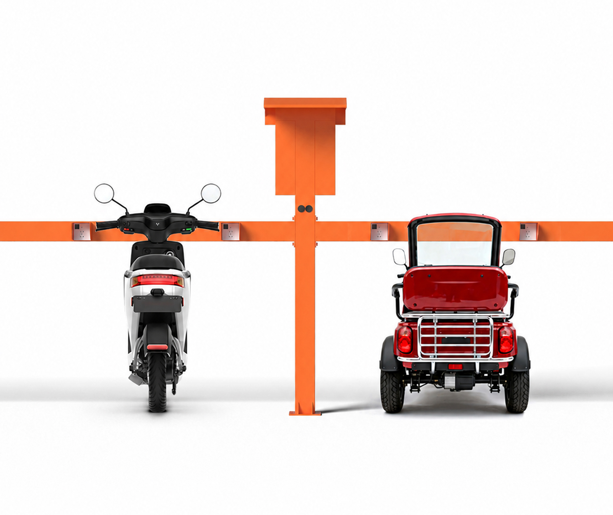 Pole mounting bracket for multi-port electric bike chargers
