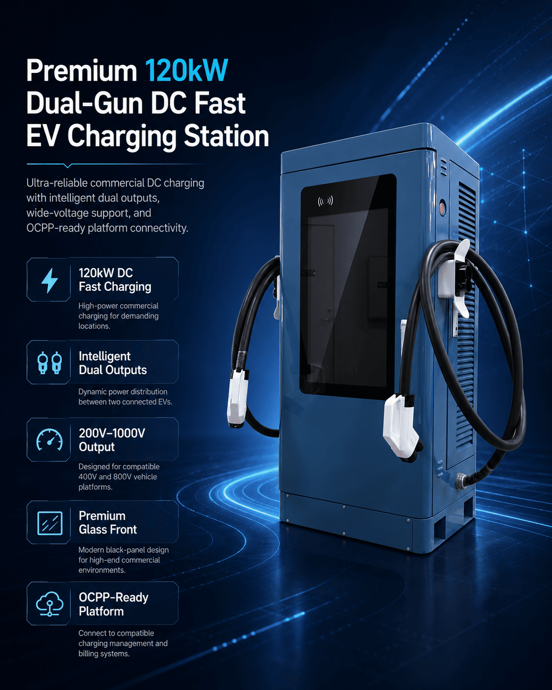 120kW All-in-One DC EV Charger Pillar | Commercial Level 3 Fast Charging 1 premium 120kw dual gun dc fast charger