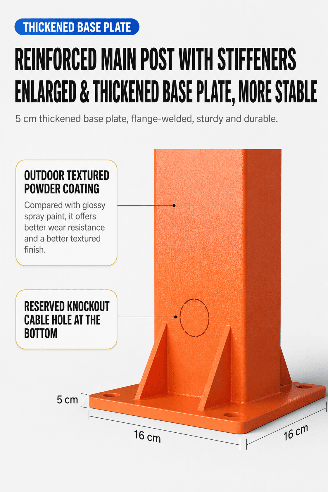Heavy-Duty Pole Mounting Bracket for Multi-Port Electric Bike Chargers 3 thickened base plate