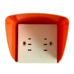 Outdoor outlet cover installed above an e-bike charging socket