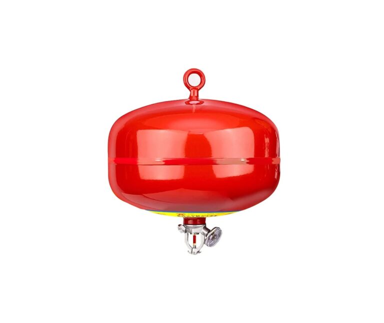 Ceiling-mounted automatic dry powder fire extinguisher for EV charging stations
