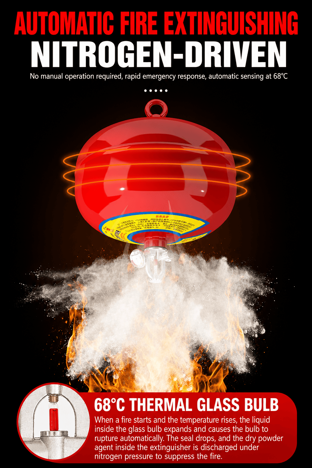 Ceiling Mounted Automatic Dry Powder Fire Extinguisher Hanging Fire Extinguishing Device for EV Charging Station 1 automatic fire extinguisher for EV charging station
